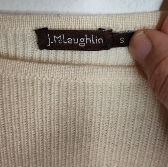 J. McLaughlin women's Merino Wool Cream sweater, fluted sleeves, size S - Picture 2 of 8